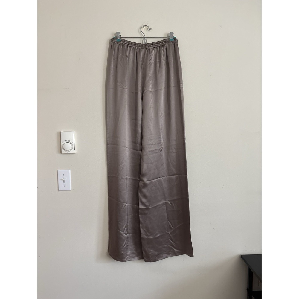 Dusan Italy Silk Wide Leg Pants Neutral Chic Minimalist Medium Quiet Luxury - Picture 6 of 6